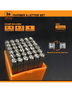 Conjunto de Sellos de Metal OWDEN 36 Piezas 6mm para Estampado 2