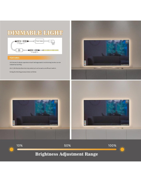 Tira LED COB 5m AUZIWE Blanca Cálida 2700K Regulable 24V