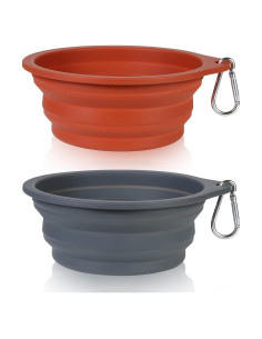 Cuencos Plegables para Perros SLSON 600ml Marrón y Gris