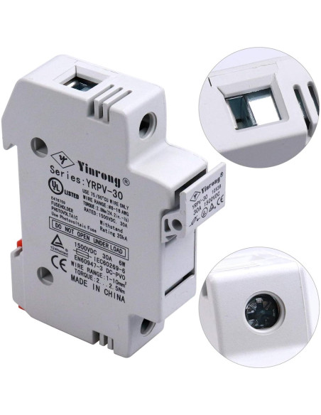 Soporte de Fusible Solar ZOOKOTO 10A 1000V Riel DIN 1 Polo