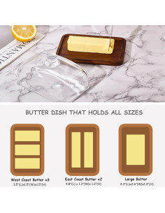 Plato para Mantequilla con Tapa de Vidrio XTTAP 18cm Acacia 2