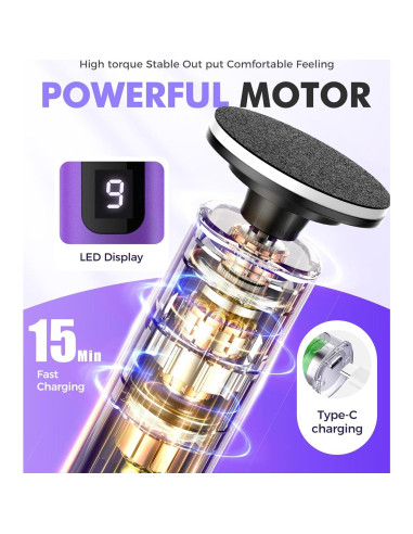 Removedor de Callos Eléctrico ZYOUO FR10, 1800mAh, 9 Velocidades