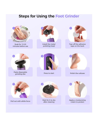 Removedor de Callos Eléctrico ZYOUO FR10, 1800mAh, 9 Velocidades