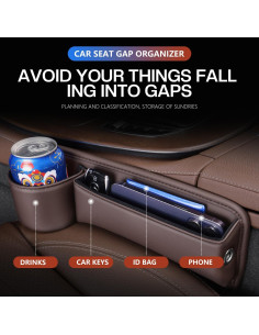 Organizador de Cuero para Portavasos de Automóvil Oddmmo - Par Beige 2