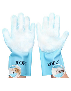 Guantes de Silicona ROPO para Cuidado de Mascotas - Azul