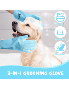 Guantes de Silicona ROPO para Cuidado de Mascotas - Azul 2