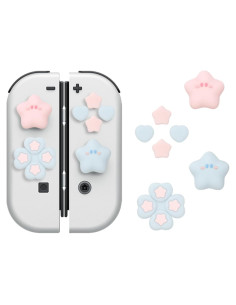 Cubiertas de Joystick ABXY WISHAVEN para Nintendo Switch OLED - Rosa y Azul