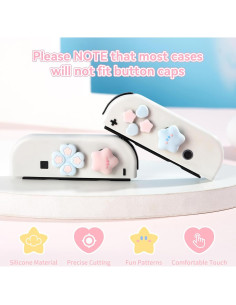 Cubiertas de Joystick ABXY WISHAVEN para Nintendo Switch OLED - Rosa y Azul 2