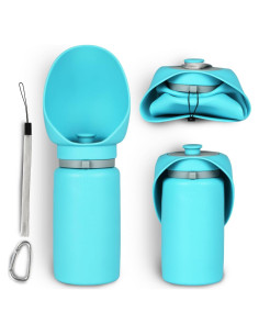 Botella de Agua para Perros 550ml Fillfulfun Cian Plegable