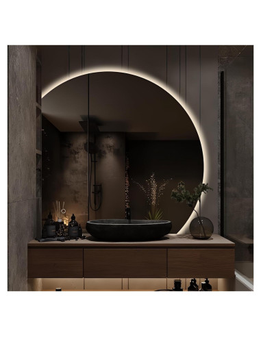 Espejo LED Niccy Media Luna 71.12 cm Anti-Niebla y A Prueba de Roturas