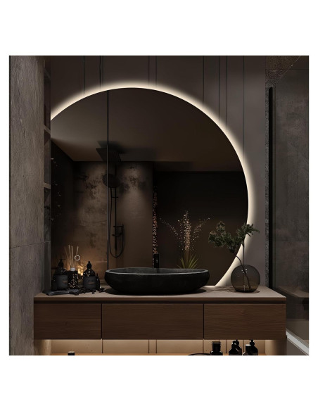 Espejo LED Niccy Media Luna 71.12 cm Anti-Niebla y A Prueba de Roturas