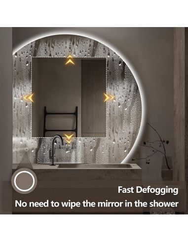 Espejo LED Niccy Media Luna 71.12 cm Anti-Niebla y A Prueba de Roturas