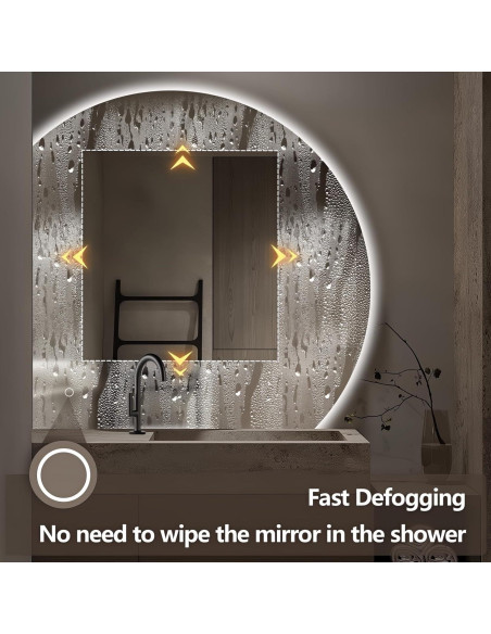 Espejo LED Niccy Media Luna 71.12 cm Anti-Niebla y A Prueba de Roturas