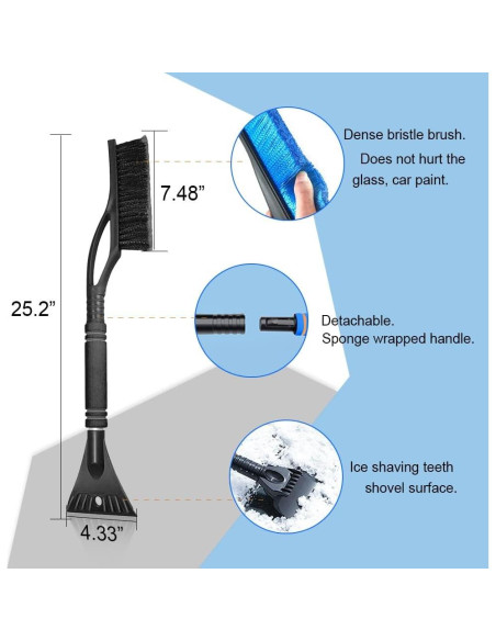 Cepillo de Nieve y Raspador de Hielo CHRYMUM 64cm 2 en 1