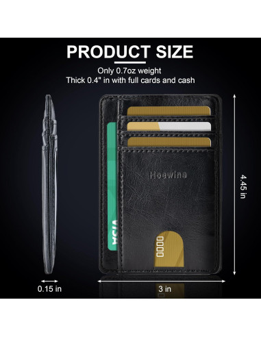 Billetera Slim Hoewina para Hombres con Bloqueo RFID - Negro