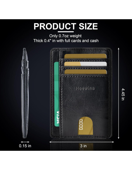 Billetera Slim Hoewina para Hombres con Bloqueo RFID - Negro