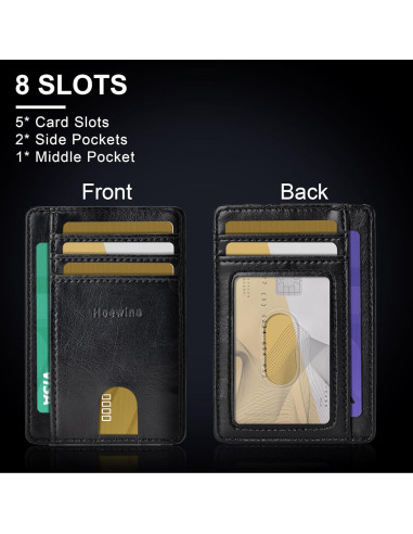 Billetera Slim Hoewina para Hombres con Bloqueo RFID - Negro
