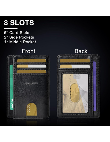 Billetera Slim Hoewina para Hombres con Bloqueo RFID - Negro