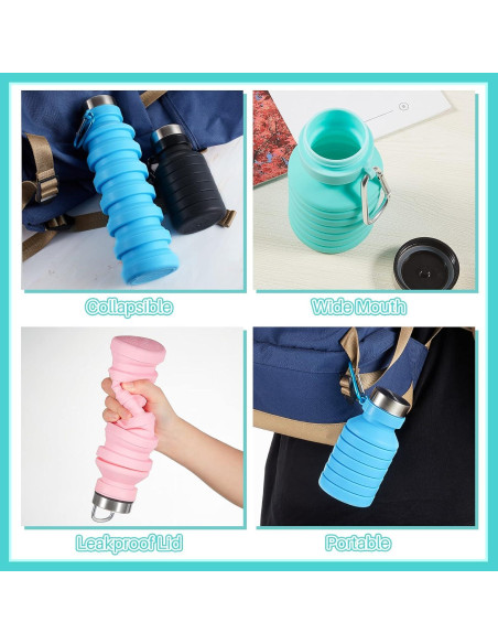 Botellas de Agua Plegables Tessco 4 Pack 550 ml Silicona Botellas de Agua Plegables Tessco 4 Pack 550 ml Silicona