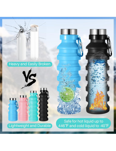 Botellas de Agua Plegables Tessco 4 Pack 550 ml Silicona