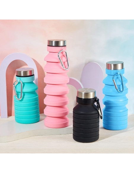 Botellas de Agua Plegables Tessco 4 Pack 550 ml Silicona Botellas de Agua Plegables Tessco 4 Pack 550 ml Silicona