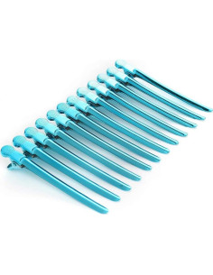 12 Clips de Pelo de Metal Drayas 9.5cm Antideslizantes Azul 2