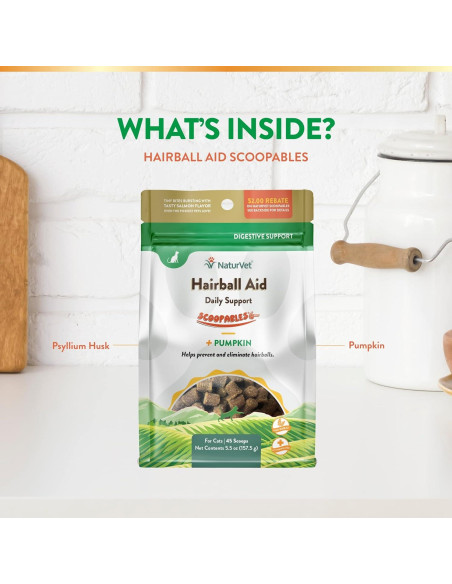 NaturVet Scoopables Suplemento para Gatos 155.9g - Previene Bolas de Pelo