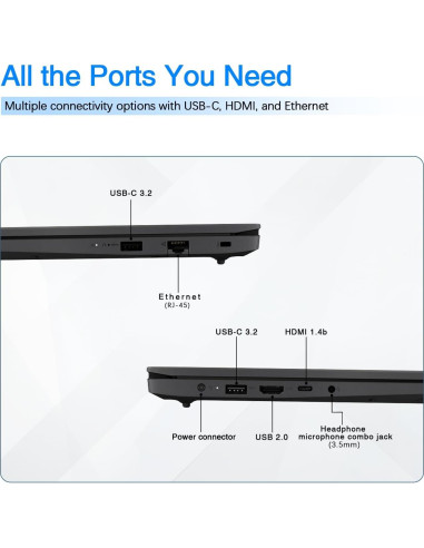 Laptop Lenovo V15 | Intel Celeron 4 núcleos | 16GB RAM | 1TB SSD | 15.6" FHD | Windows 11 Pro