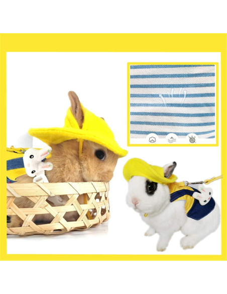 Ropa para Conejos Kcjuoam con Arnés y Correa - Denim Amarillo
