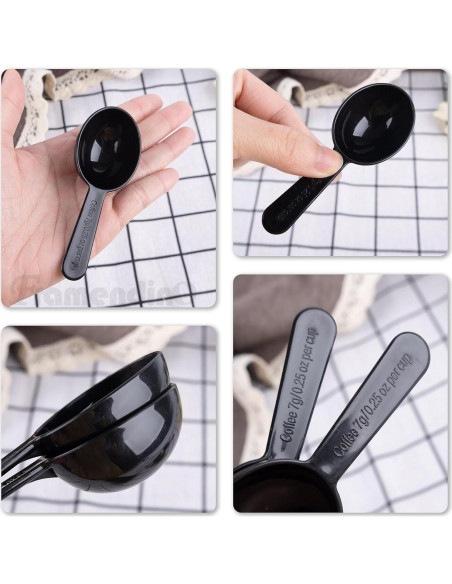 Cucharas Medidoras de Plástico Framendino 5 Pcs 7g Negro