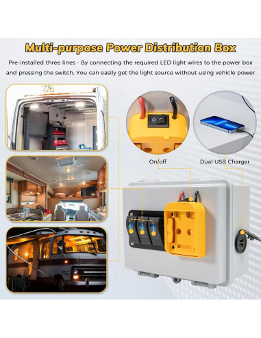 Caja de Distribución de Energía Zelvoro para Batería DeWalt 20V