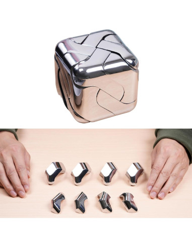 Rompecabezas 3D de Metal Xuanwei Cubo Plata 4.3cm 306g