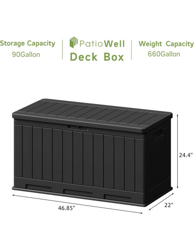Caja de Almacenamiento Patiowell 90 Galones Impermeable Negra