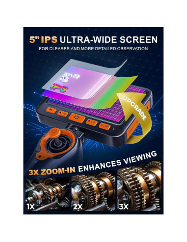 Borescopio Articulado GearView GV4-DT 1080P 5" IP67 6.2mm