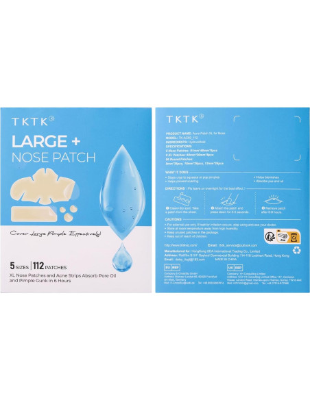 Parches Hidrocoloides TKTK para Nariz - 112 Parches 91x48mm