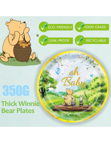 Set de Fiesta Winnie Bear 175 Pcs para Baby Shower y Cumpleaños