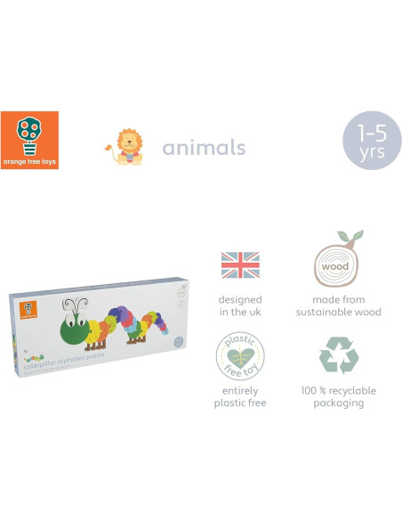 Rompecabezas de Alfabeto de Madera Orange Tree - Oruga