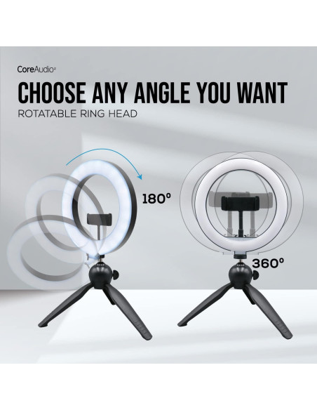 Anillo de Luz Selfie 20 cm iWorld con Soporte y Trípode Anillo de Luz Selfie 20 cm iWorld con Soporte y Trípode