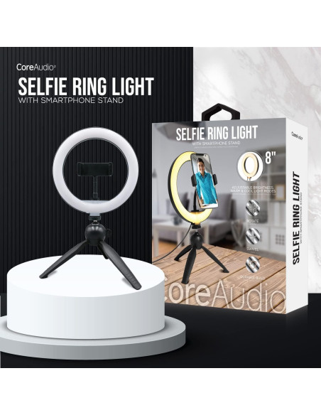Anillo de Luz Selfie 20 cm iWorld con Soporte y Trípode Anillo de Luz Selfie 20 cm iWorld con Soporte y Trípode