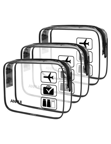 Bolsas de Maquillaje ANRUI Transparentes Aprobadas por TSA 3 Pack