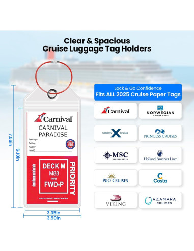 6 Etiquetas de Equipaje Transparentes HONIZER para Cruceros