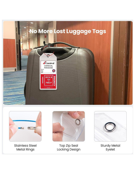 6 Etiquetas de Equipaje Transparentes HONIZER para Cruceros