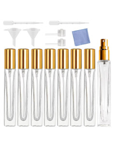 8 Botellas de Spray de Vidrio AGENIZ 10ml Reutilizables Oro