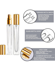 8 Botellas de Spray de Vidrio AGENIZ 10ml Reutilizables Oro 2