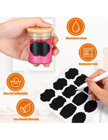 Tarros de Especias de Vidrio Roshtia 12 Pcs con Tapas de Bambú