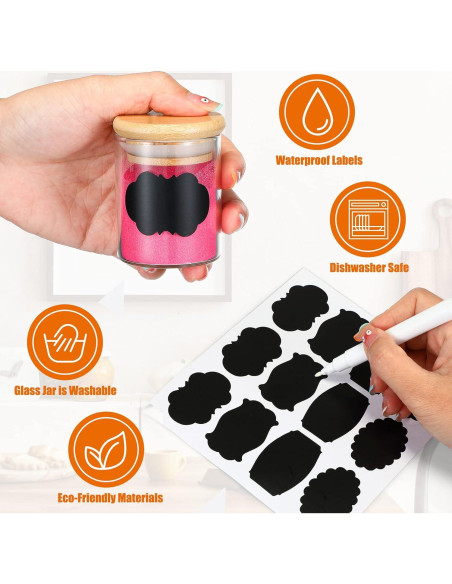 Tarros de Especias de Vidrio Roshtia 12 Pcs con Tapas de Bambú