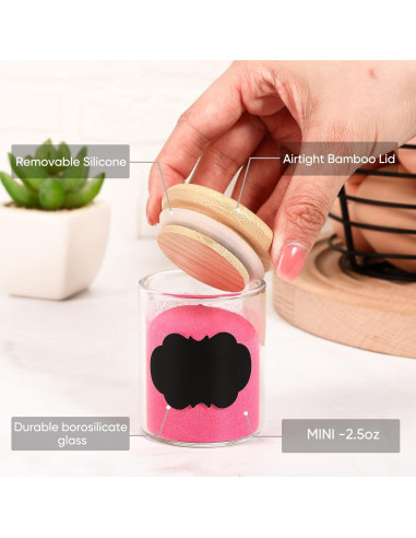 Tarros de Especias de Vidrio Roshtia 12 Pcs con Tapas de Bambú