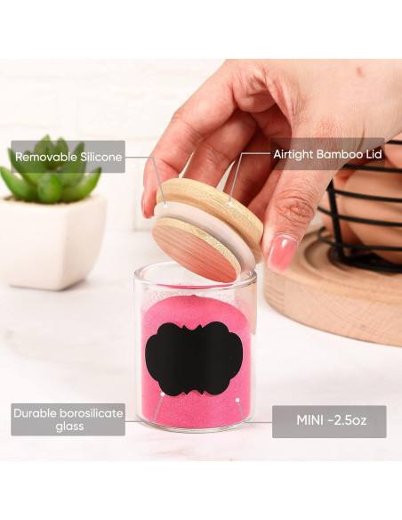 Tarros de Especias de Vidrio Roshtia 12 Pcs con Tapas de Bambú