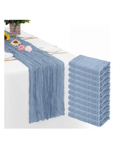 Paquete de 10 Caminos de Mesa de Gasa Azul Polvoriento 88.9x177.8 cm