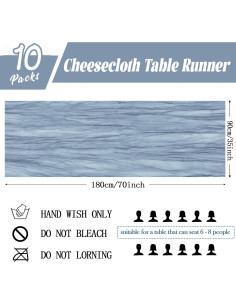 Paquete de 10 Caminos de Mesa de Gasa Azul Polvoriento 88.9x177.8 cm 2